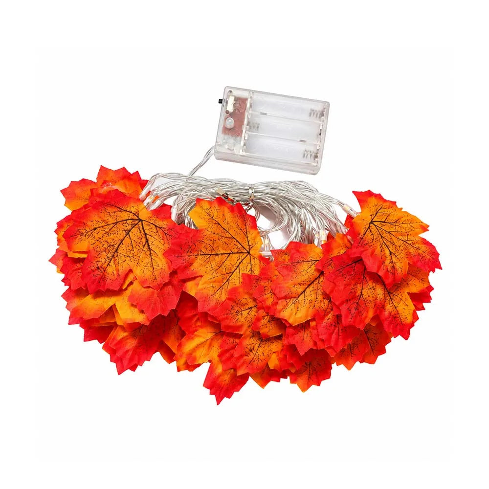 2/3/6M Halloween LED Lights String,Artificial Maple Leaf Lantern Garland,Halloween Christmas Thanksgiving Day Home Decorations