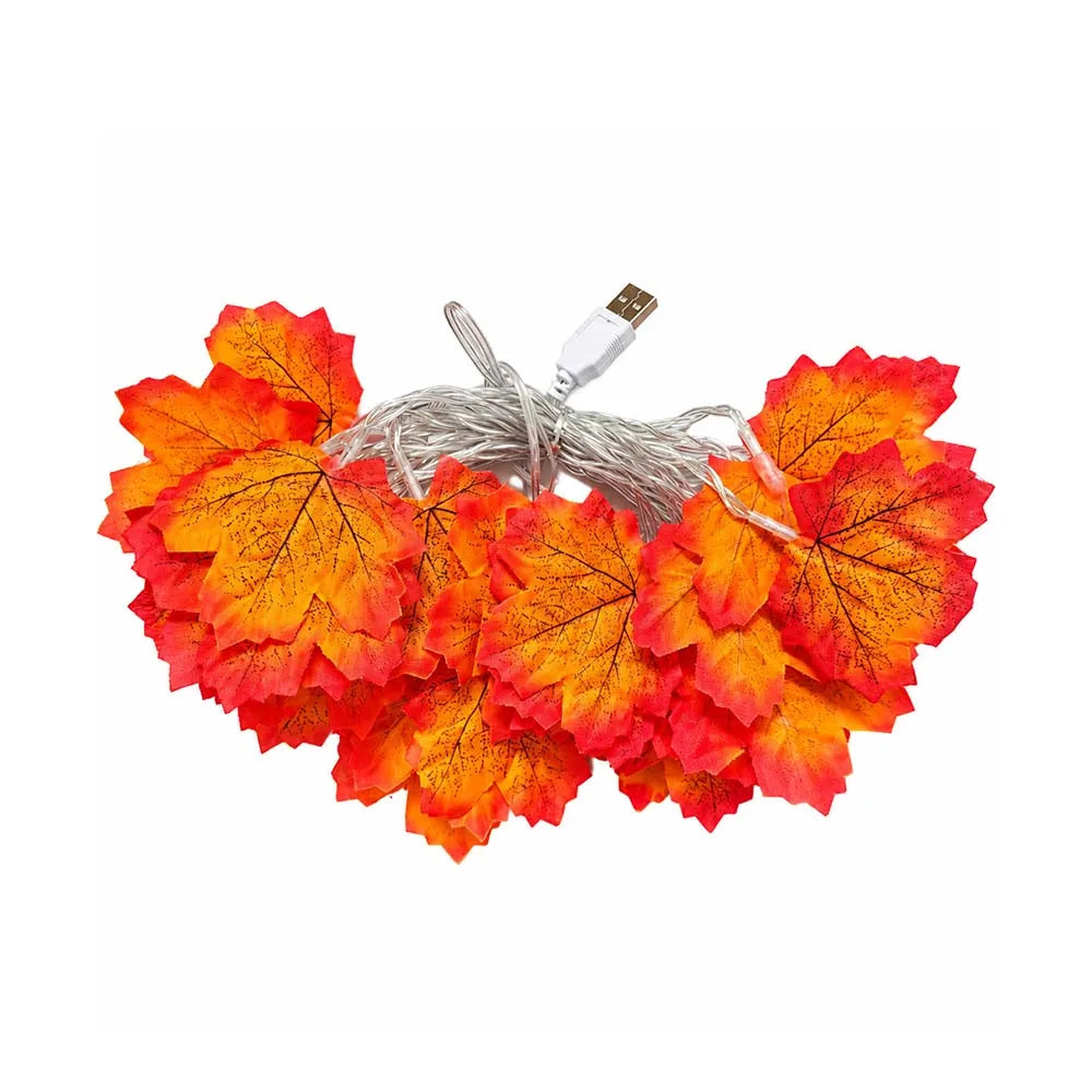 2/3/6M Halloween LED Lights String,Artificial Maple Leaf Lantern Garland,Halloween Christmas Thanksgiving Day Home Decorations